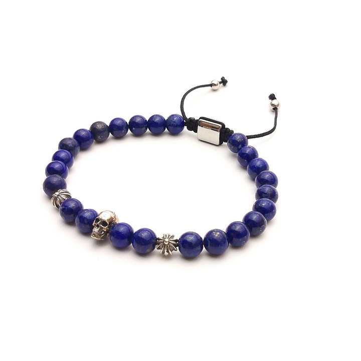 Bratara Skull Lapis Lazuli Dual Stax