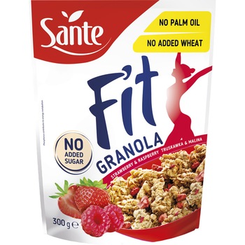 Cereale granola cu zmeura si capsuni, Sante Fit 300g Cereale granola cu zmeura si capsuni, Sante Fit 300g