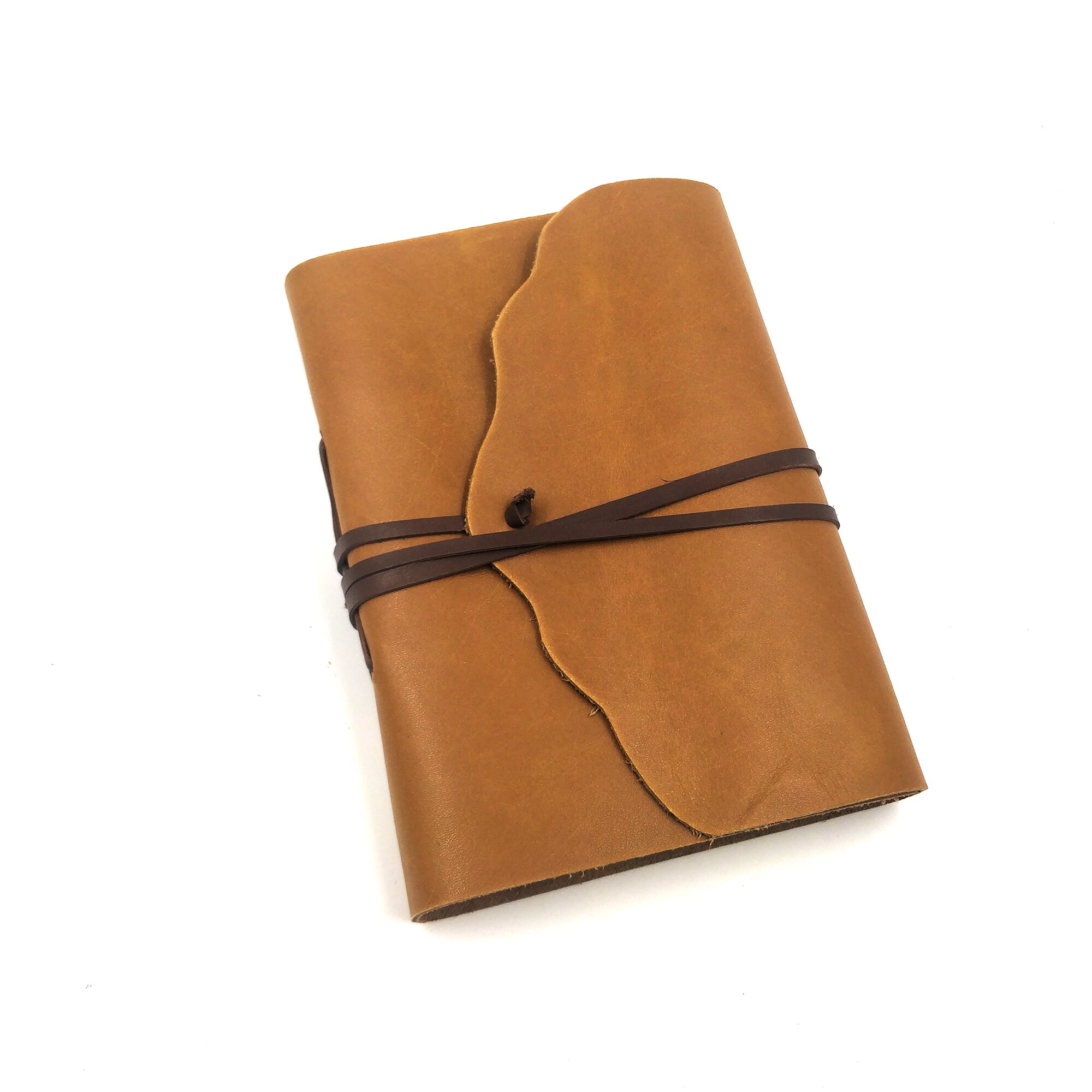 Jurnal A6 din piele naturala maro coniac