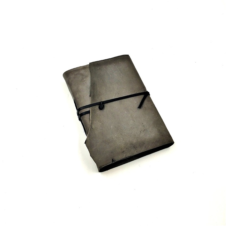 Jurnal A6 din piele naturala gri