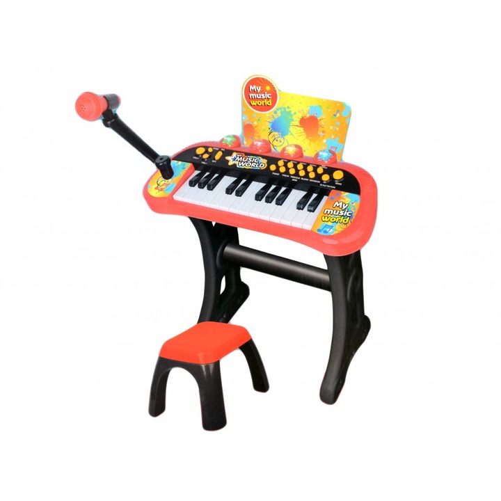 Orga cu scaunel si microfon pentru copii, 24 clape