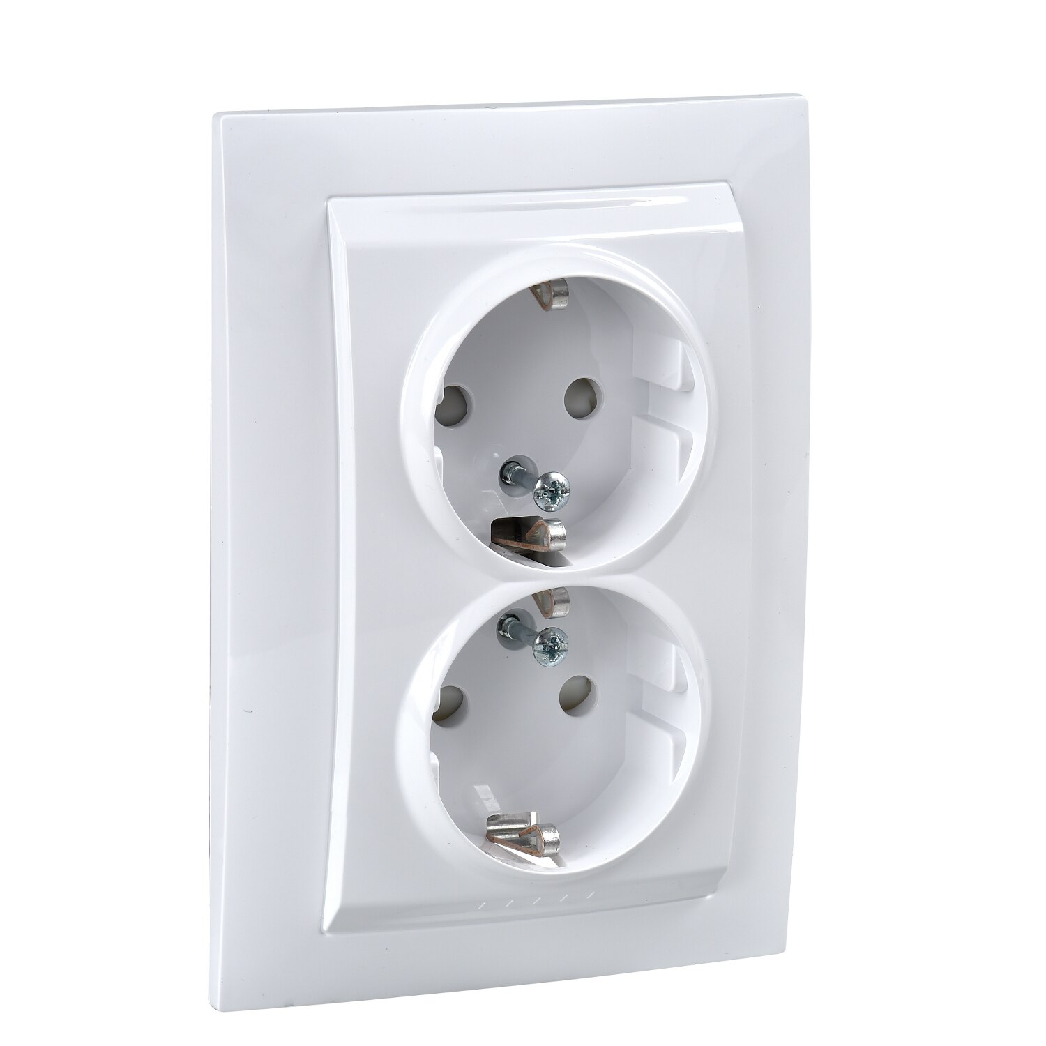 Priza dubla Unica Basic Schneider Electric, Alb