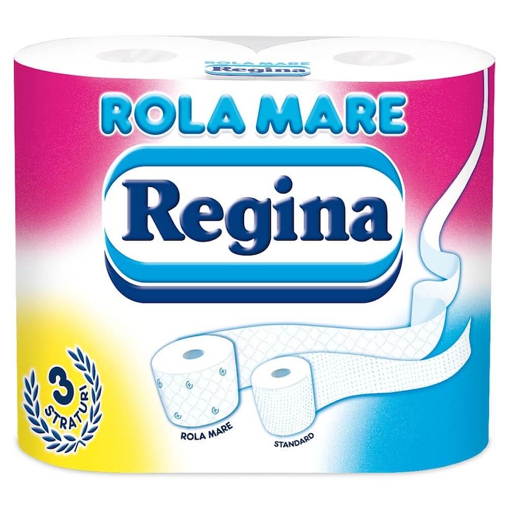 Regina vécépapír nagy tekercs, 3 réteg, 4 tekercs/doboz, 315 lap/tekercs, szélesség 12,5 cm