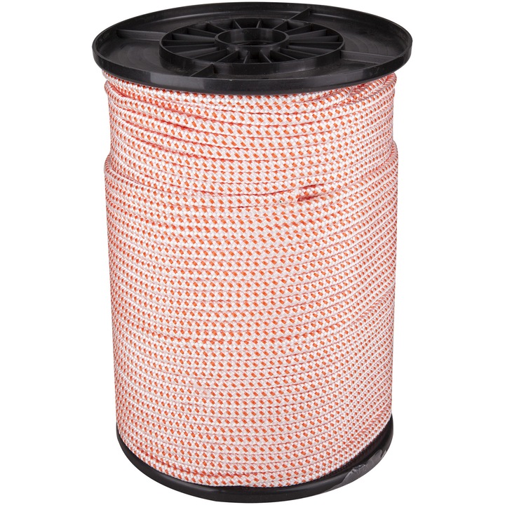 Cordelina PP EvoTools, 6mm x 200m, Alb/Portocaliu, Rola