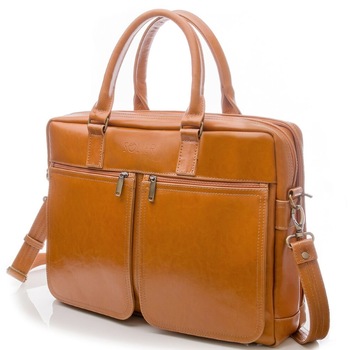 Geanta business barbati SOLIER Dundee din piele naturala maro camel Geanta business barbati SOLIER Dundee din piele naturala maro camel