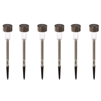 Set 6 buc, lampa solara Ramdeco Stick, inox, H 36 cm Set 6 buc, lampa solara Ramdeco Stick, inox, H 36 cm