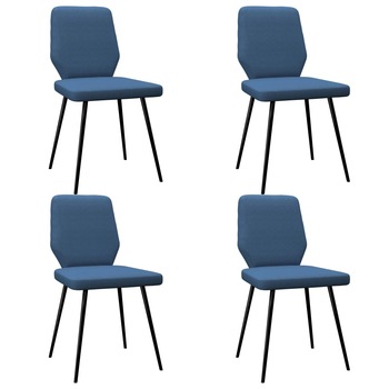 Set de 4 scaune de bucatarie, vidaXL, Textil/Metal/Lemn, 47 x 57 x 86 cm, Albastru Set de 4 scaune de bucatarie, vidaXL, Textil/Metal/Lemn, 47 x 57 x 86 cm, Albastru