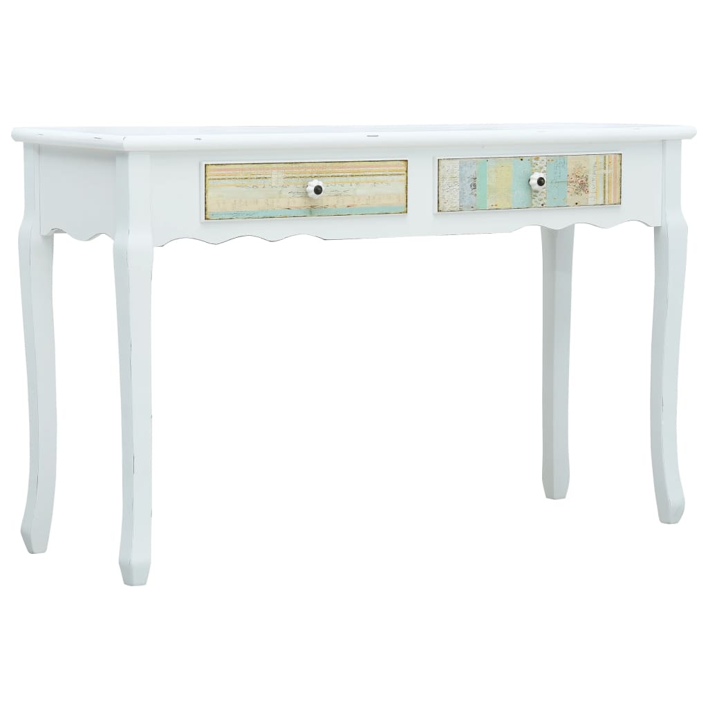 Masa consola vidaXL, Lemn de pin, 120 x 40 x 74.5 cm, Alb