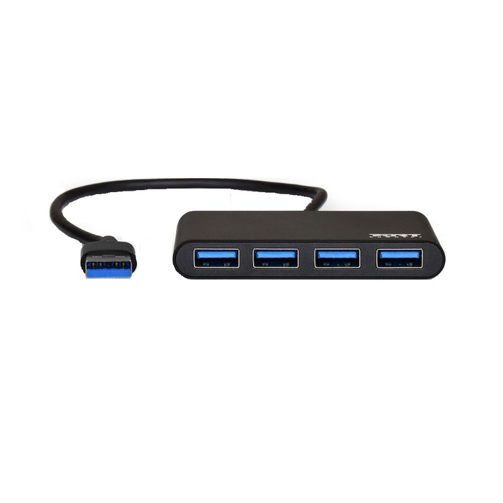 Хъб USB Port Designs 900121, 4 порта USB 3.0, Черен