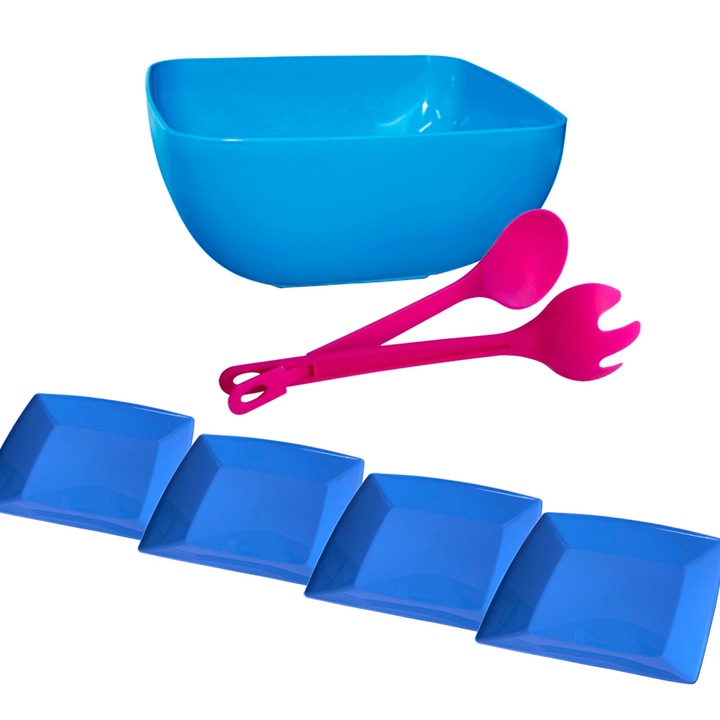 Сет за пикник, МАК, 6 части, купа, чинии квадратни големи и прибори за сервиране