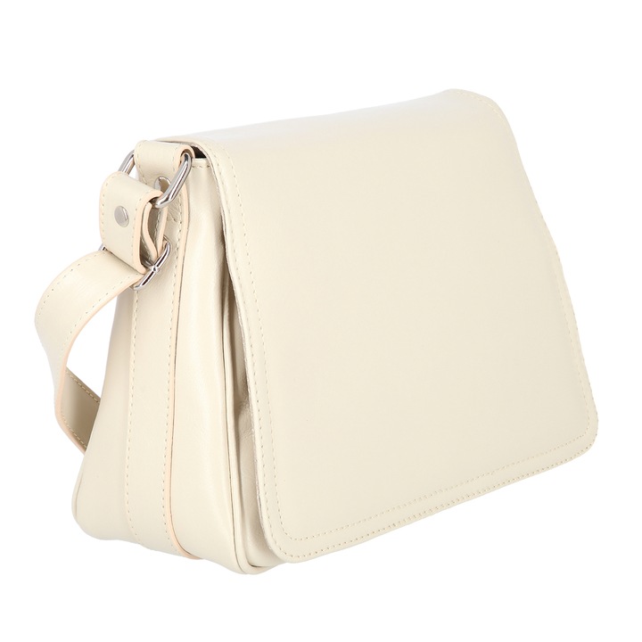 Geanta piele naturala bej, tip postas, MAGAZINULDEGENTI, casual 127