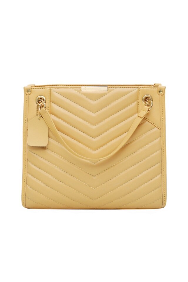 Geanta de dama Cossete galben din piele ecologica, 28 x 24 x 11 cm