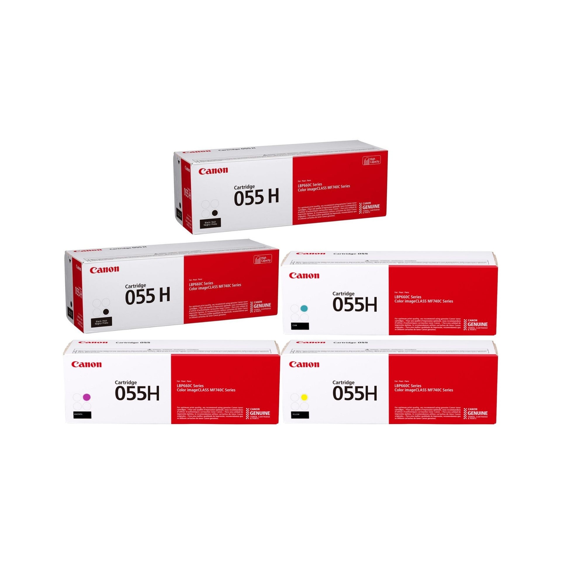 Pachet cartuse toner CRG-055HBK negru x2 CRG-055HC cyan CRG-055HM magenta CRG-055HY galben Canon original 32900 pagini