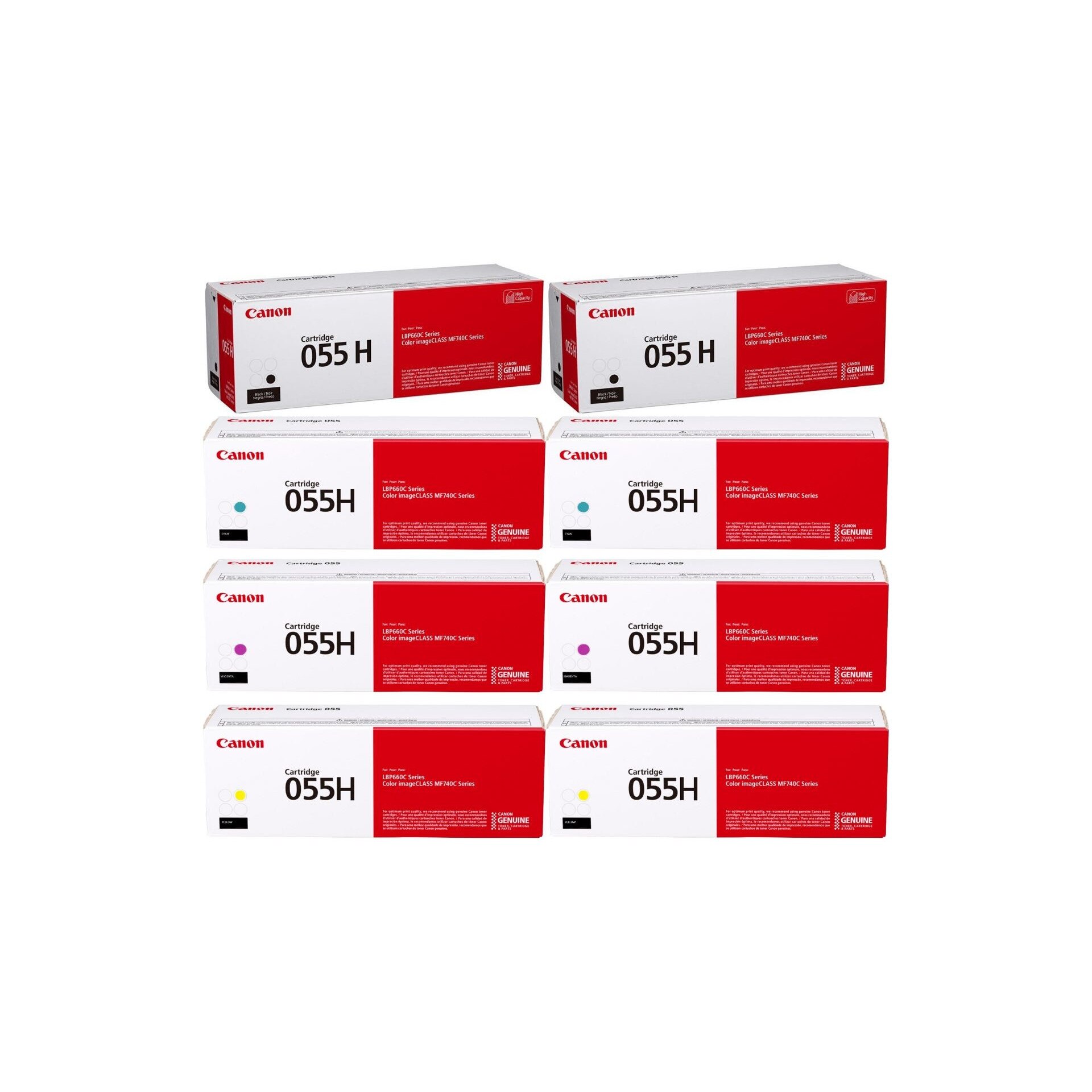 Pachet cartuse toner CRG-055HBK negru x2 CRG-055HC cyan x2 CRG-055HM magenta x2 CRG-055HY galben x2 Canon original 50600 pagini