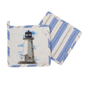 Servet oala Sea Club, bumbac, model cu far, 20x20cm Servet oala Sea Club, bumbac, model cu far, 20x20cm