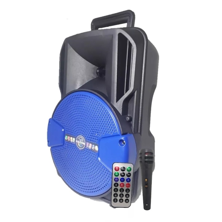 Soundvox ™ Bluetoothos Hordozható Aktív Hangszóró, CH-811, 20 W, USB, TF / SD kártya, Aux, FM rádió, mikrofon, kék