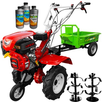 Motocultor profesional, Loncin LC 850, 7 CP, benzina, 2+1 viteze, freze 60-90 cm, roti cauciuc, remorca, ulei AgroPro Motocultor profesional, Loncin LC 850, 7 CP, benzina, 2+1 viteze, freze 60-90 cm, roti cauciuc, remorca, ulei AgroPro