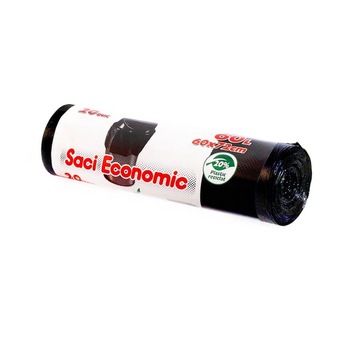 Saci Menajeri OTI ECONOMIC, Capacitate 60L, 60x72 cm, 20 Buc/Rola, Culoare Neagra, Sac pentru Cosuri Mari de Gunoi Saci Menajeri OTI ECONOMIC, Capacitate 60L, 60x72 cm, 20 Buc/Rola, Culoare Neagra, Sac pentru Cosuri Mari de Gunoi