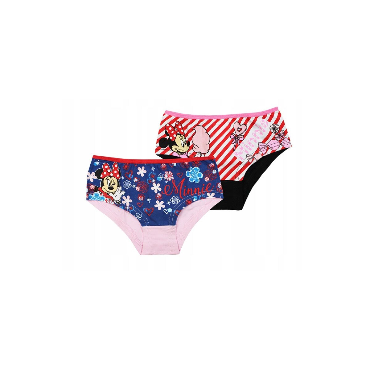 Set 2 perechi chiloti fete, Minnie Mouse, cu dungi, multicolor