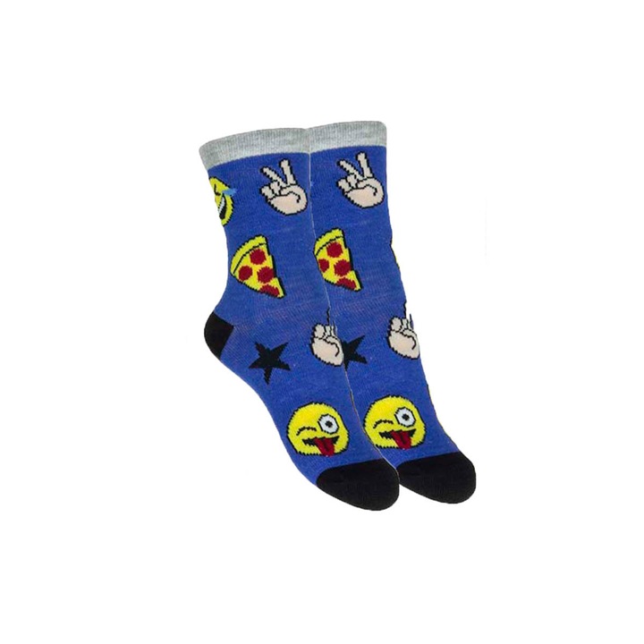 Gyermek zokni, Emoji, kék, 27/30 cm