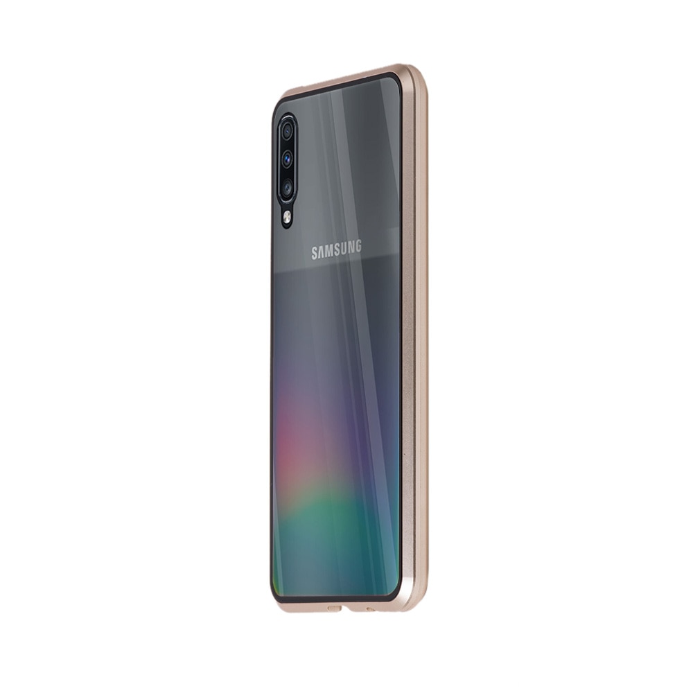 Carcasa magnetica pentru Samsung A70, Sticla, 360 °, Auriu