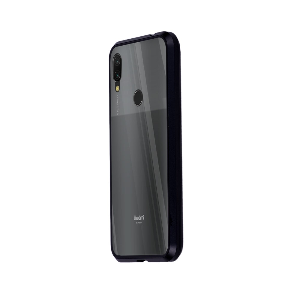 Husa magnetica 360° Xiaomi Redmi 7 Fashion Case, Aluminiu/Sticla, Negru