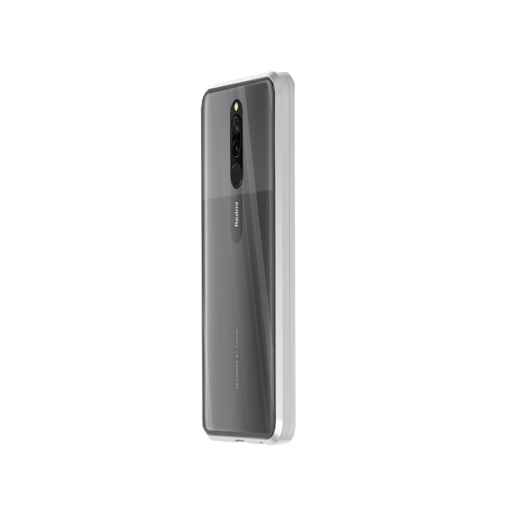 Husa magnetica 360° Xiaomi Redmi 8 Fashion Case, Aluminiu/Sticla, Argintiu