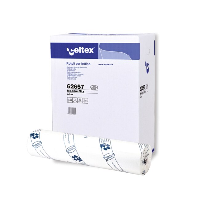 Pachet 9x Rola medicala Celtex Medilux Five, 65657, 2straturi, culoare alb, 132 foi/rola, 50 m x 60cm