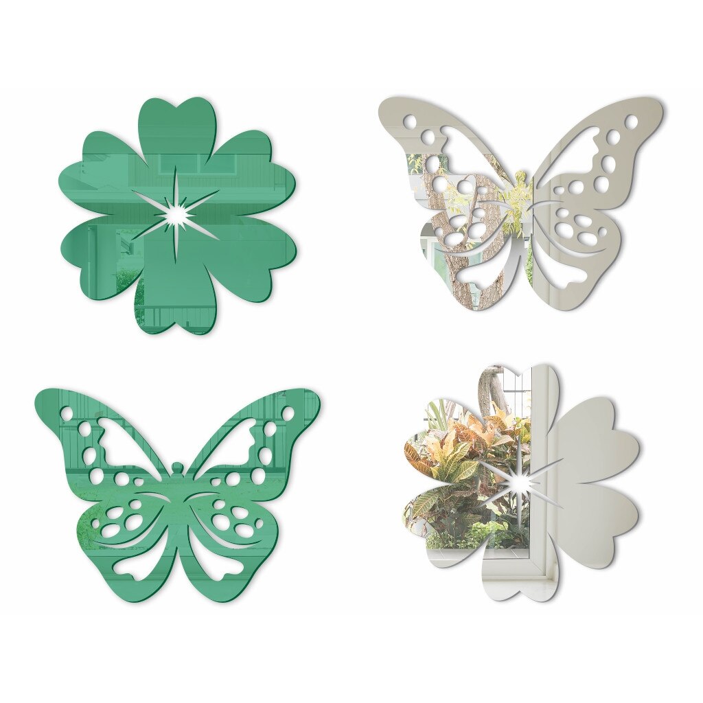 Set 4 stickere oglinda Clara verde, Folina, dimensiune sticker 15 cm