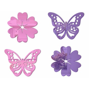 Set 4 stickere oglinda Clara Pink, Folina, decoratiune perete, dimensiune stickere 15 cm Set 4 stickere oglinda Clara Pink, Folina, decoratiune perete, dimensiune stickere 15 cm