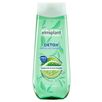 Gel de dus crema Elmiplant Detox Micellar cu Castravete & Ceai Matcha, 400 ml Gel de dus crema Elmiplant Detox Micellar cu Castravete & Ceai Matcha, 400 ml