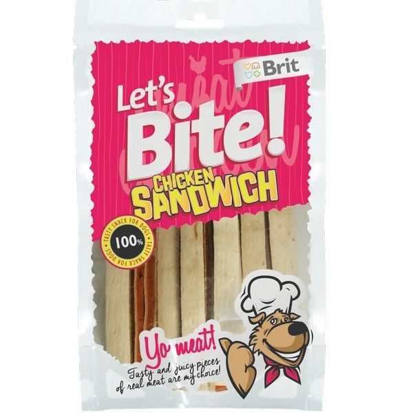 Recompense pentru caini, Brit Lets Bite Chicken Sandwich , 6 x 80 g