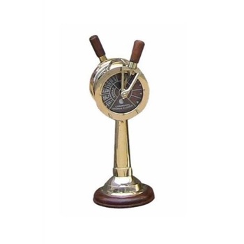 Telegraf decorativ Sea Club din alama, baza din lemn, H 33cm Telegraf decorativ Sea Club din alama, baza din lemn, H 33cm