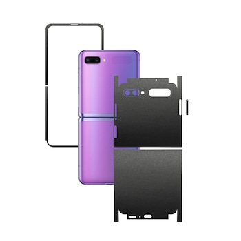 Folie Protectie Carbon Skinz pentru Samsung Galaxy Z Flip - Negru Mat 360 Cut, Skin Adeziv Full Body Cover pentru Rama Ecran, Carcasa Spate si Laterale