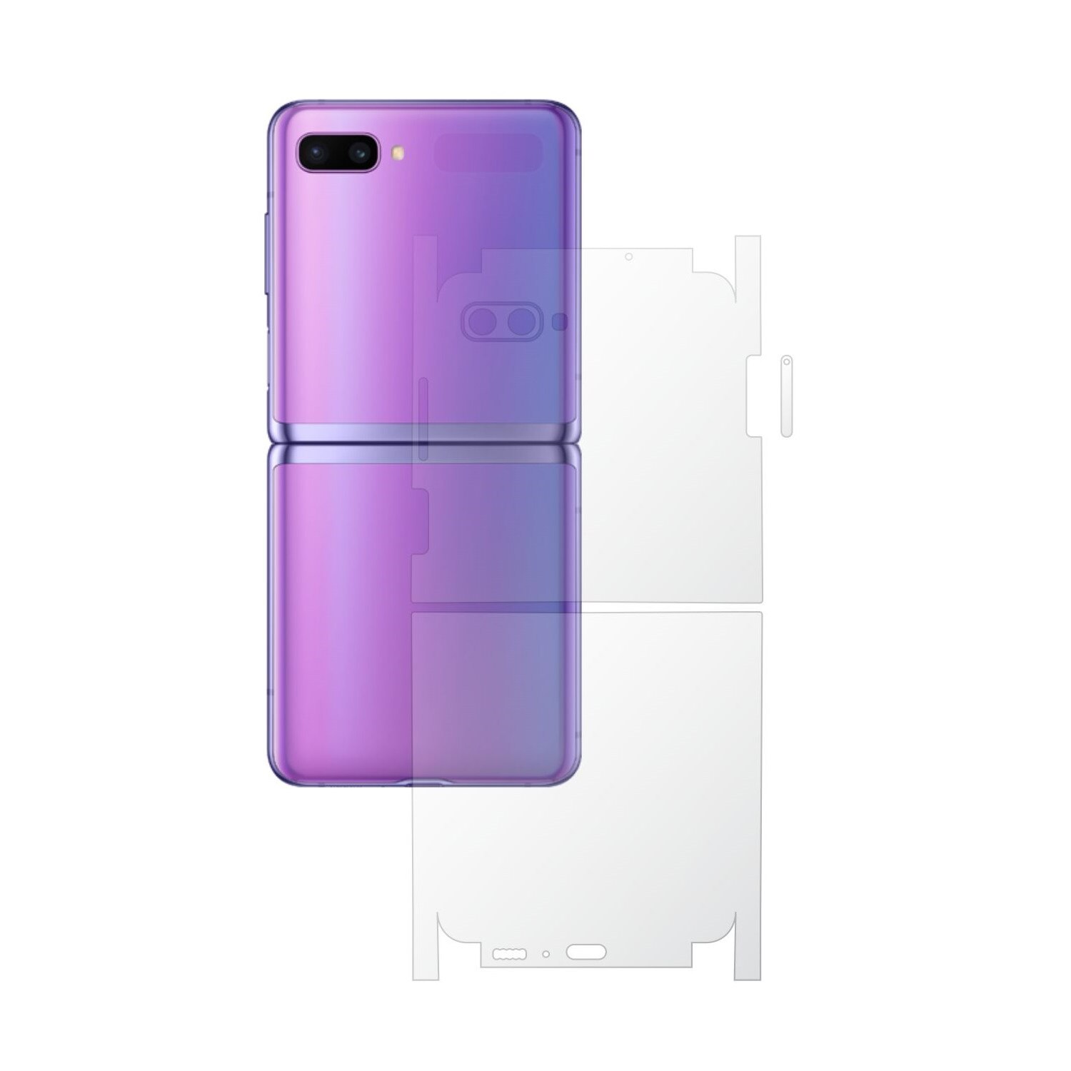 Folie Protectie Spate Invisible Skinz HD pentru Samsung Galaxy Z Flip - Folie Siliconica Ultra-Clear cu taiere 360 Cut pentru Carcasa Spate si Laterale, Skin Adeziv Transparent