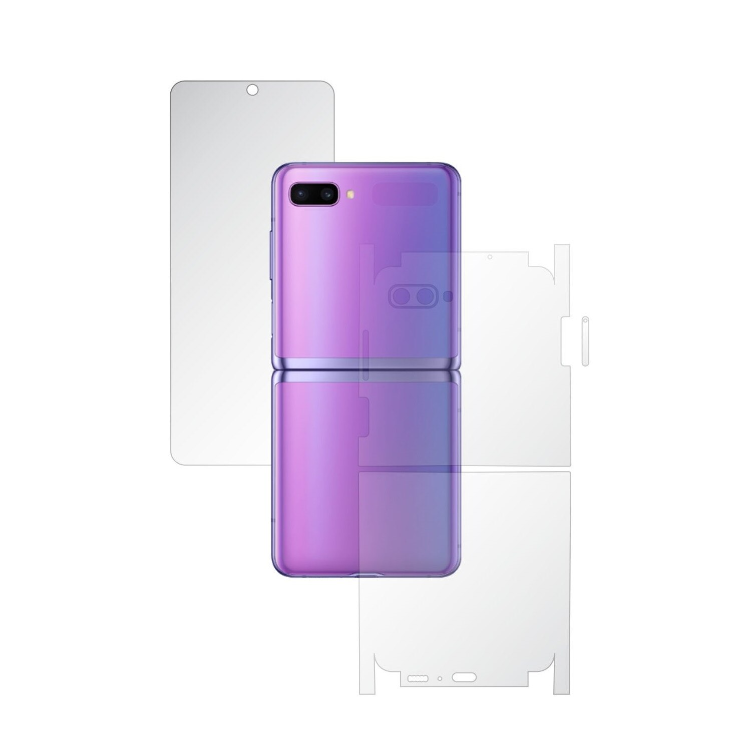 Folie Full Body Invisible Skinz UHD AutoRegeneranta pentru Samsung Galaxy Z Flip - Folie Protectie Siliconica Ultra-Clear cu taiere 360 Cut pentru Ecran, Carcasa Spate si Laterale, Skin Adeziv Transparent