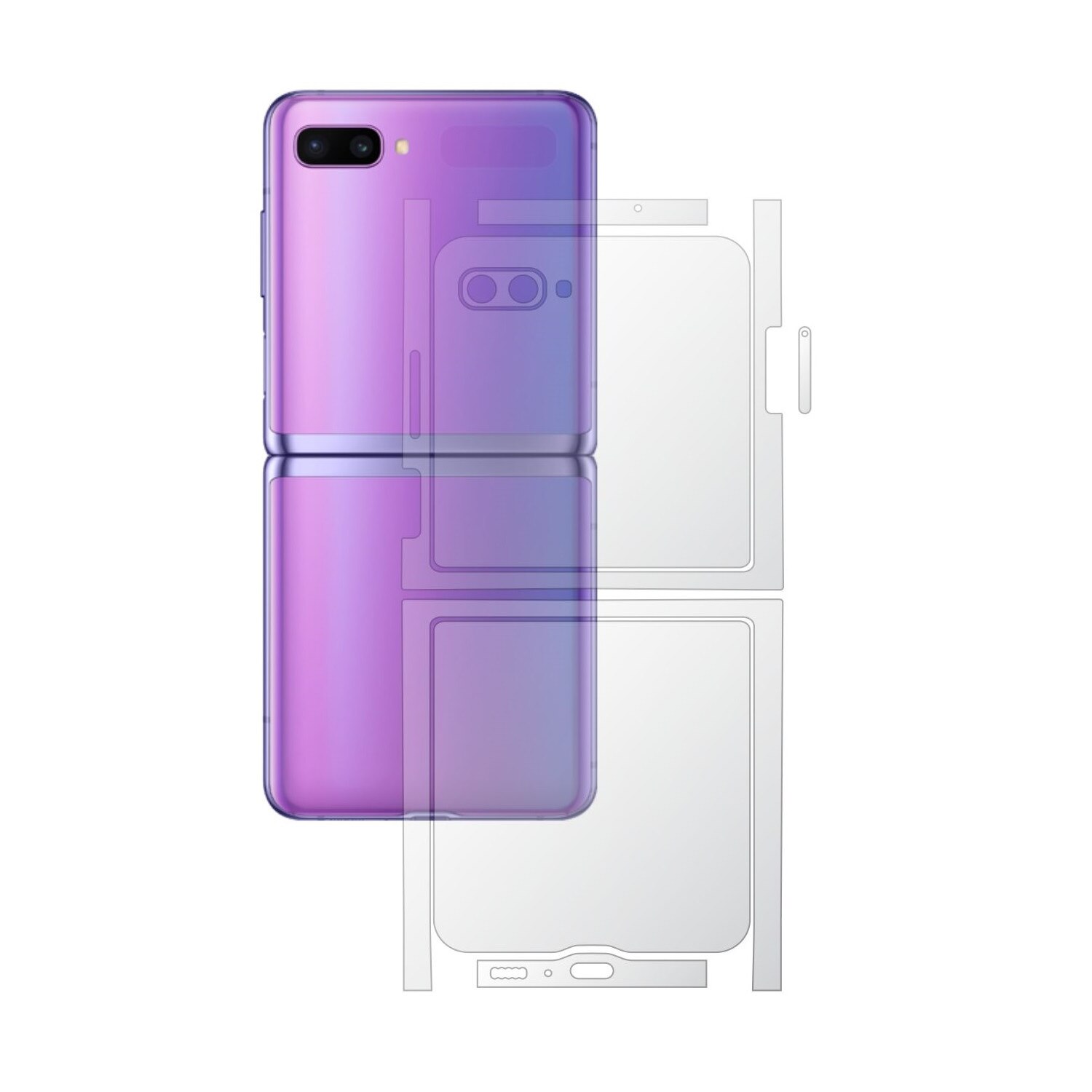 Folie Protectie Spate Invisible Skinz UHD AutoRegeneranta pentru Samsung Galaxy Z Flip - Folie Siliconica Ultra-Clear cu taiere Split Cut pentru Carcasa Spate si Laterale, Skin Adeziv Transparent