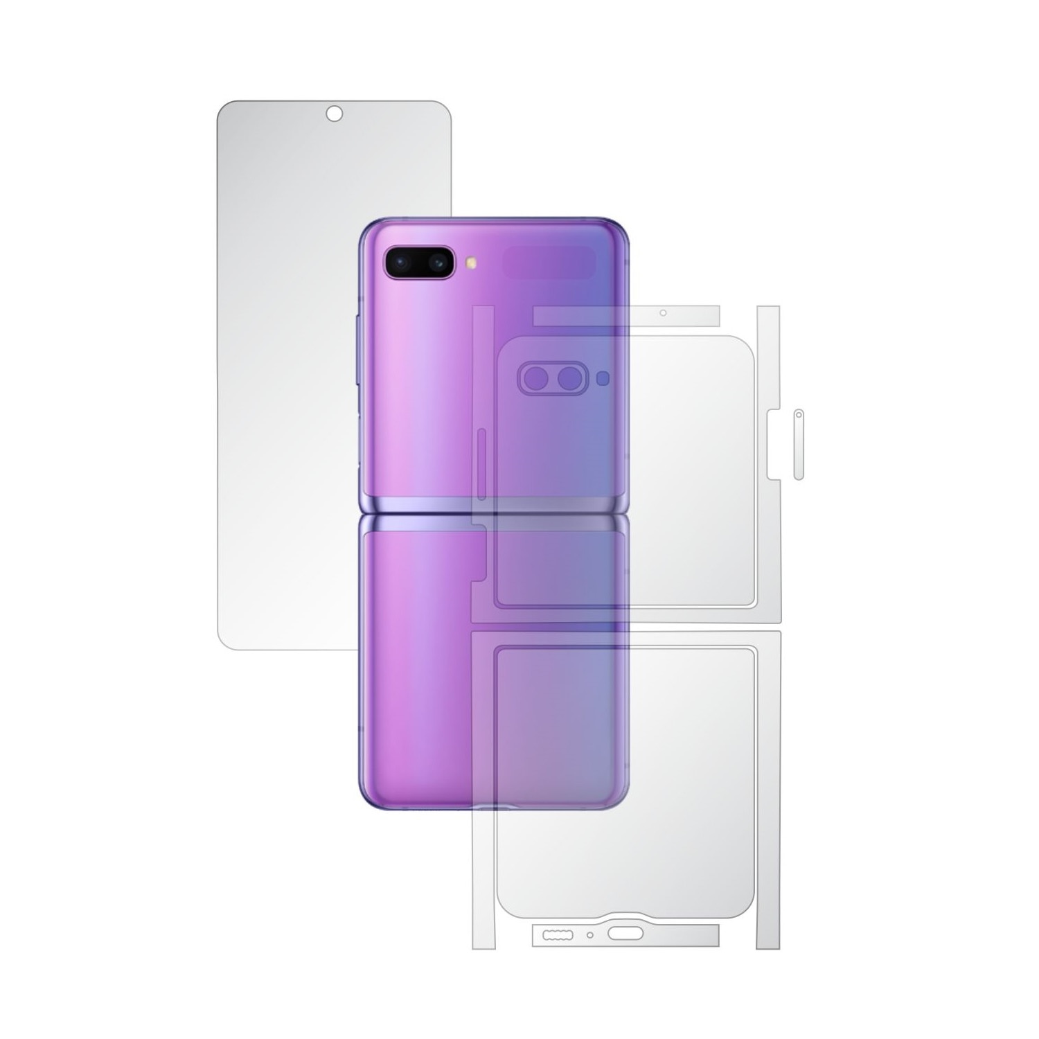 Folie Full Body Invisible Skinz HD pentru Samsung Galaxy Z Flip - Folie Protectie Siliconica Ultra-Clear cu taiere Split Cut pentru Ecran, Carcasa Spate si Laterale, Skin Adeziv Transparent