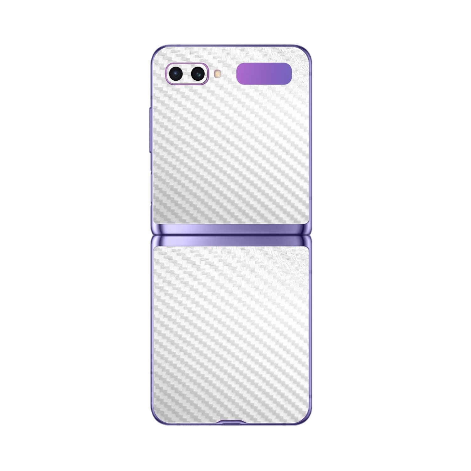 Folie Protectie Carbon Skinz pentru Samsung Galaxy Z Flip - Carbon Alb, Skin Adeziv Full Body Cover pentru Carcasa