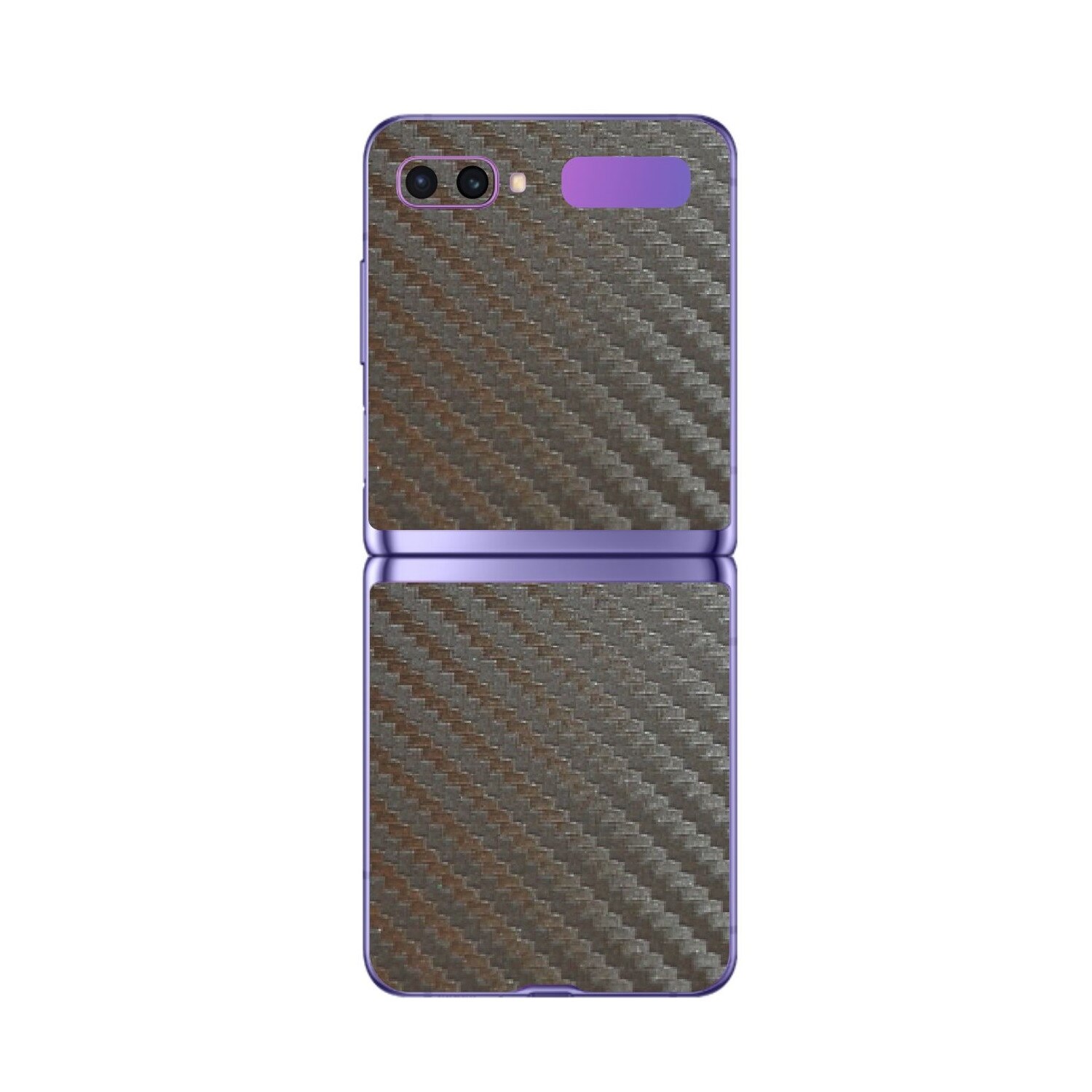 Folie Protectie Carbon Skinz pentru Samsung Galaxy Z Flip - Carbon Gri Argintiu, Skin Adeziv Full Body Cover pentru Carcasa