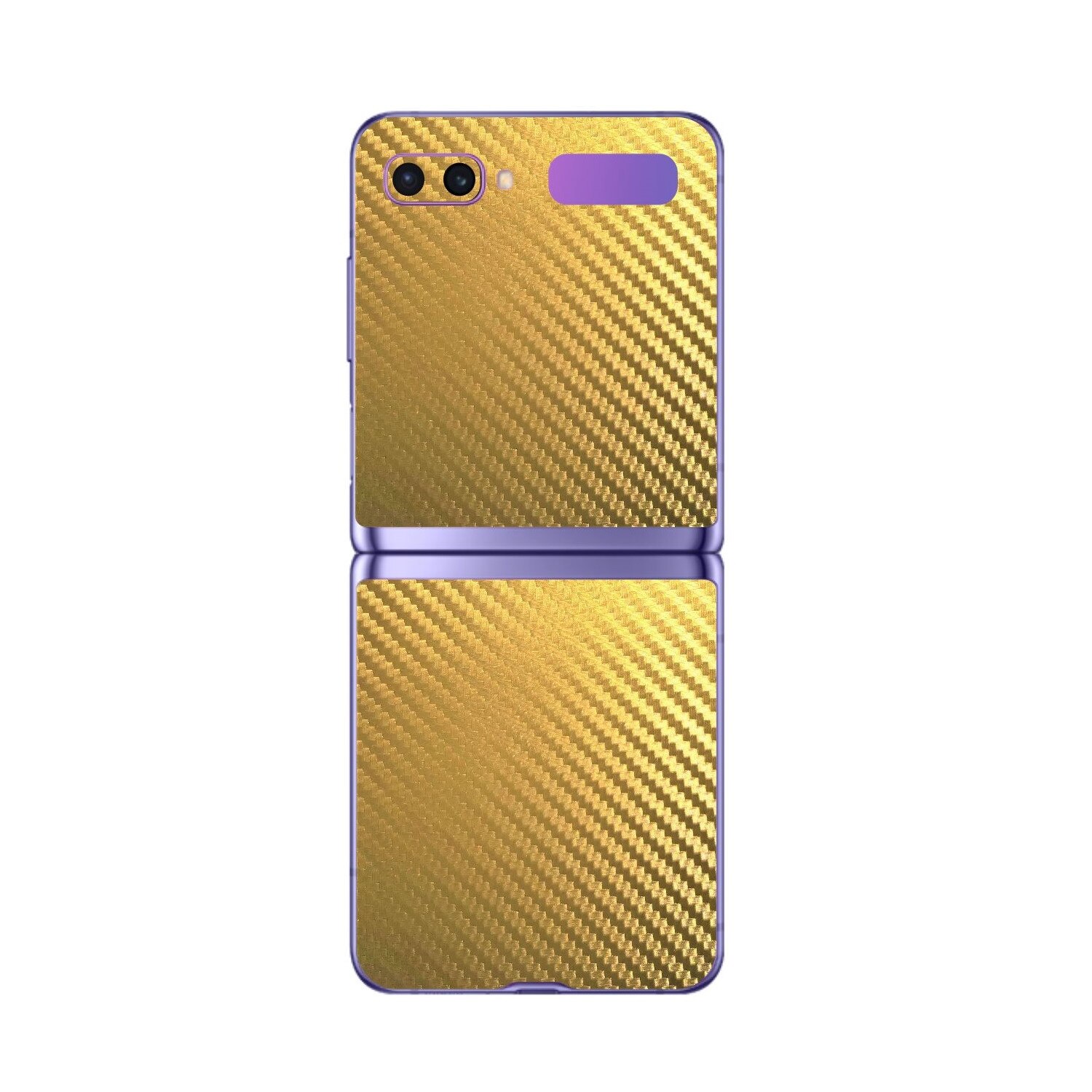 Folie Protectie Carbon Skinz pentru Samsung Galaxy Z Flip - Carbon Auriu, Skin Adeziv Full Body Cover pentru Carcasa