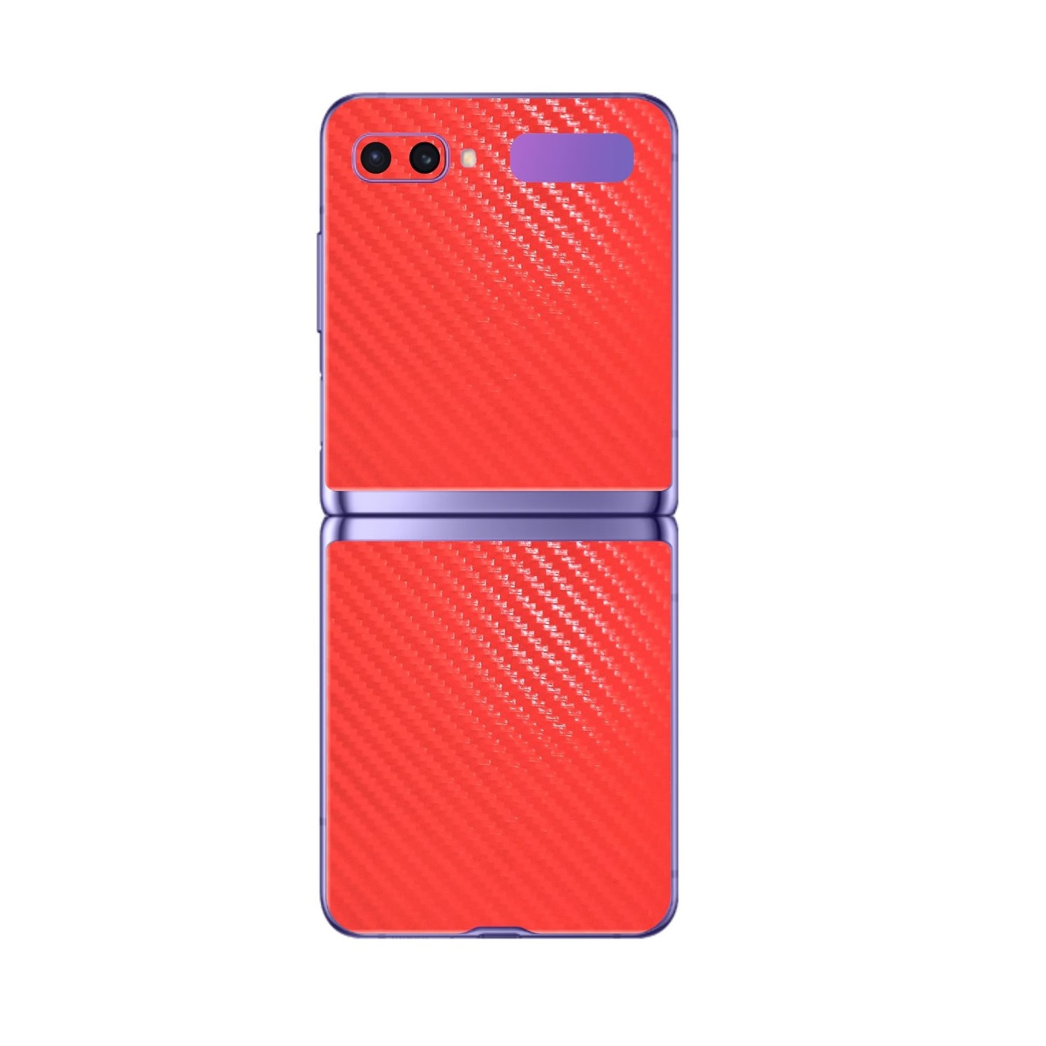 Folie Protectie Carbon Skinz pentru Samsung Galaxy Z Flip - Carbon Rosu, Skin Adeziv Full Body Cover pentru Carcasa