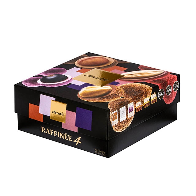 Selectie de drajeuri de ciocolata artizanala chocoMe Raffinee cu fructe si nuci 160g