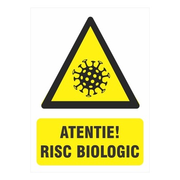Indicator Atentie! Risc biologic, 15x20cm, autocolant Indicator Atentie! Risc biologic, 15x20cm, autocolant