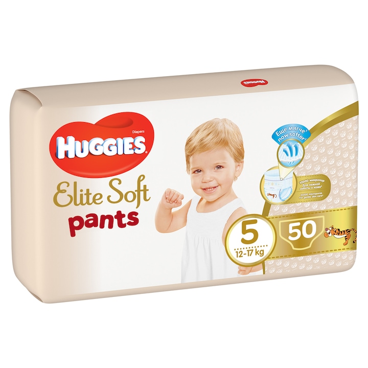 Scutece chilotel Huggies Elite Soft Pants Giga Pack 5, 12-17 kg, 50 buc