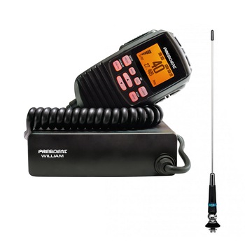 Pachet Statie radio CB President William ASC, cu squelch automat, 40 canale FM, VOX + Antena CB President Carolina 43cm Pachet Statie radio CB President William ASC, cu squelch automat, 40 canale FM, VOX + Antena CB President Carolina 43cm