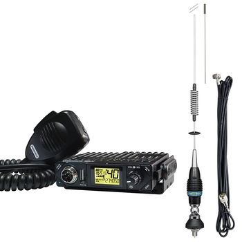 Pachet statie radio CB President Bill ASC, RF Gain, alimentare 12V, port USB + Antena CB President Kentucky 75 cm, 50 Ohm, cu cablu si montura fixa Pachet statie radio CB President Bill ASC, RF Gain, alimentare 12V, port USB + Antena CB President Kentucky 75 cm, 50 Ohm, cu cablu si montura fixa
