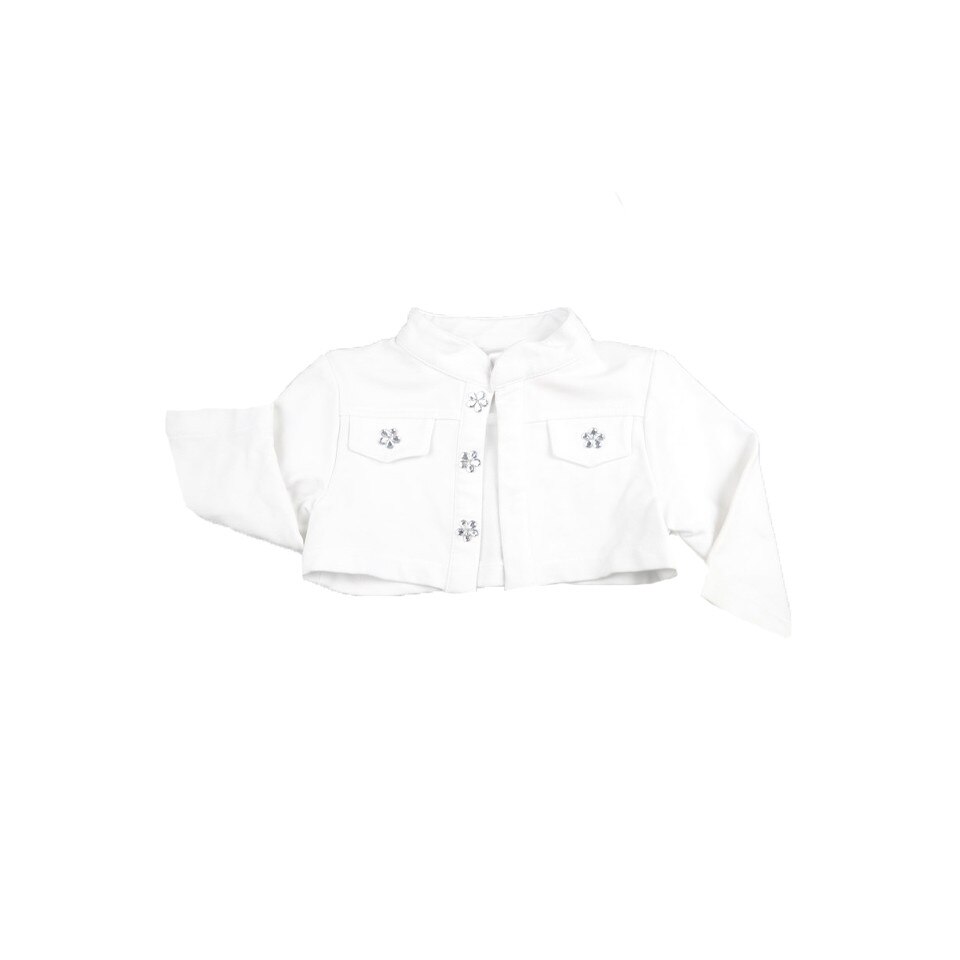 Bolero maneca lunga pentru fete SZAFA BFN-A8, Alb, 62 cm