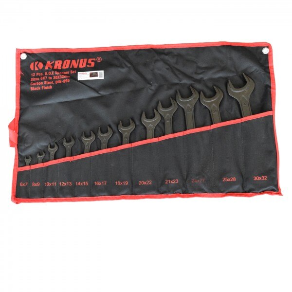 Set chei fixe duble drepte brunate DIN 895 in husa textila 6-32 / 12 piese Kronus