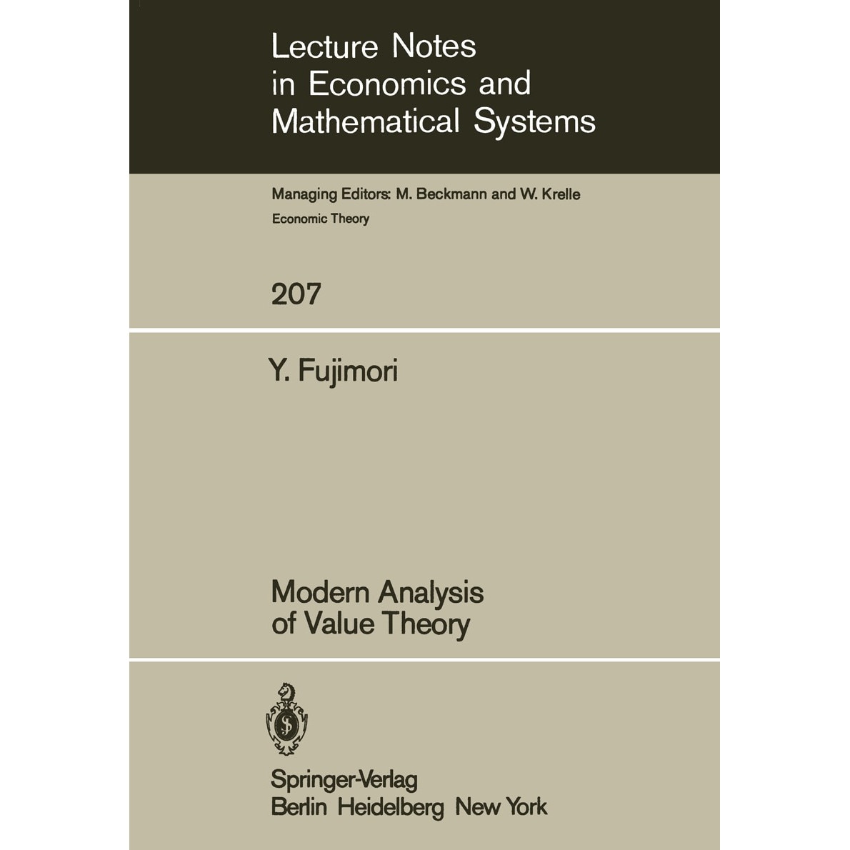 Modern Analysis of Value Theory de Y. Fujimori